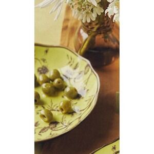 Anthropologie Anya Yellow/green Hand Painted Brown Floral Antique-inspired  Bowl